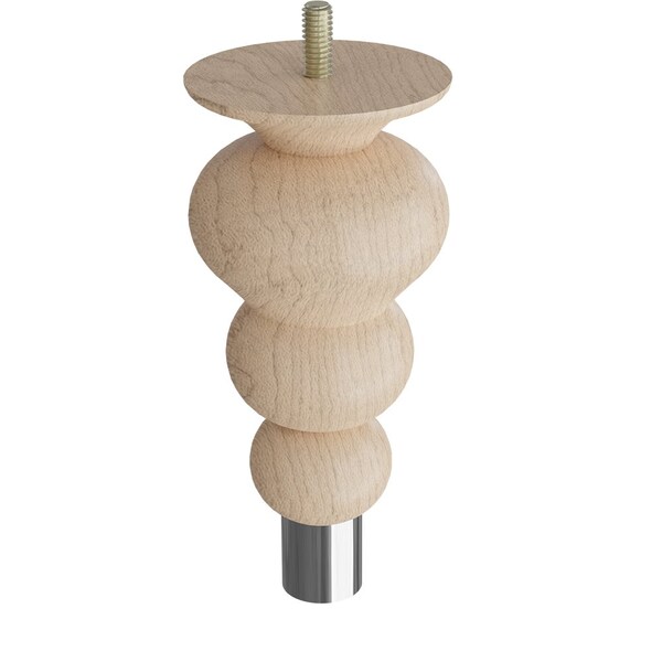 Designs Of Distinction 6" Tipt Toe Bun Foot with bolt and 1" Chrome Ferrule - Hardwood 01242006MACR6 - main